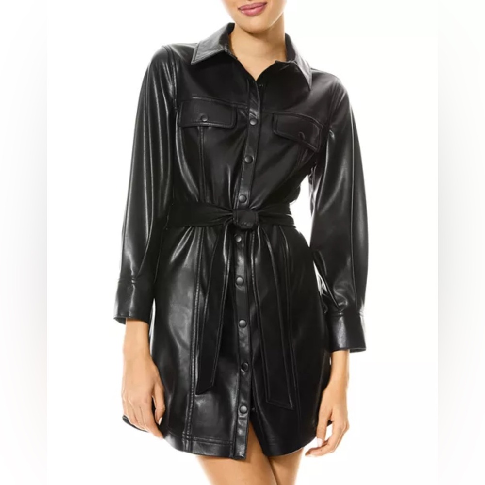 Alice and Olivia
Miranda Vegan Leather Shirt dress